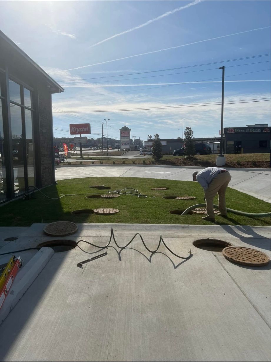 Commercial septic system install at a business