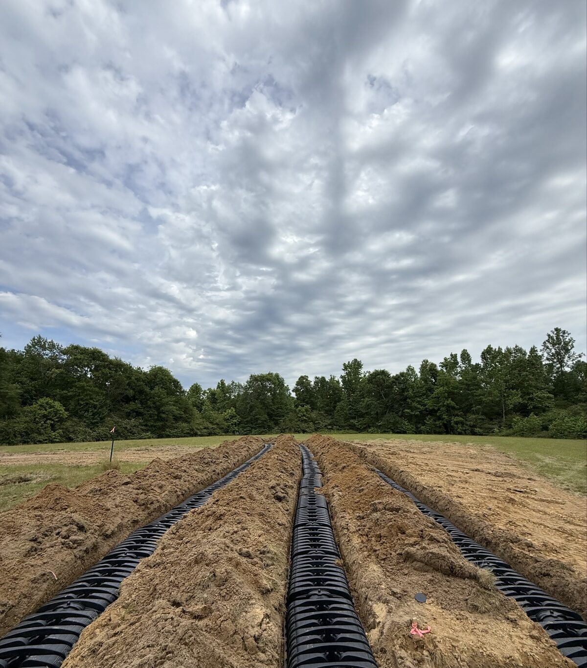 Septic drain field lines laid in trenches